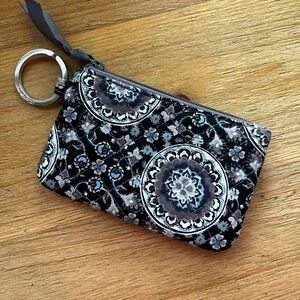 Vera Bradley Women's Cotton Zip ID Case Wallet, Charcoal Medallion